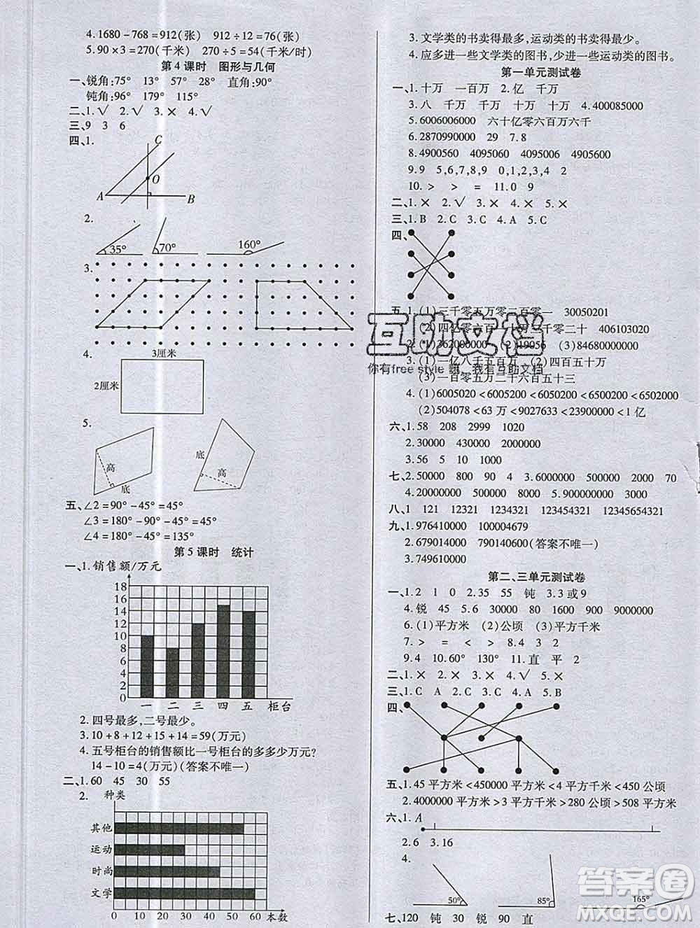 2019秋新版培優(yōu)紅領(lǐng)巾樂園人教版A版四年級數(shù)學(xué)上冊答案