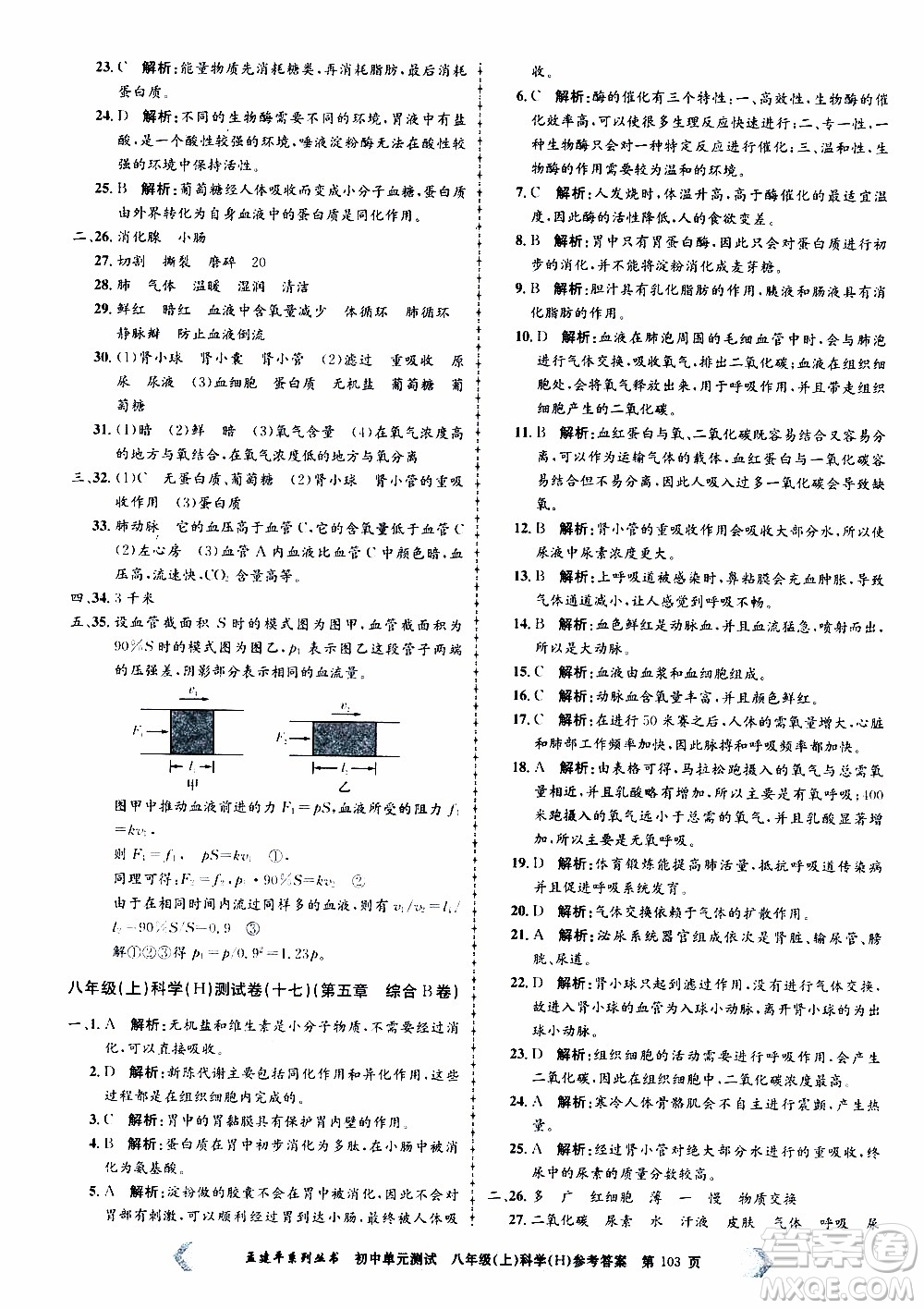 2019年孟建平系列叢書初中單元測(cè)試科學(xué)八年級(jí)上冊(cè)H滬教版參考答案