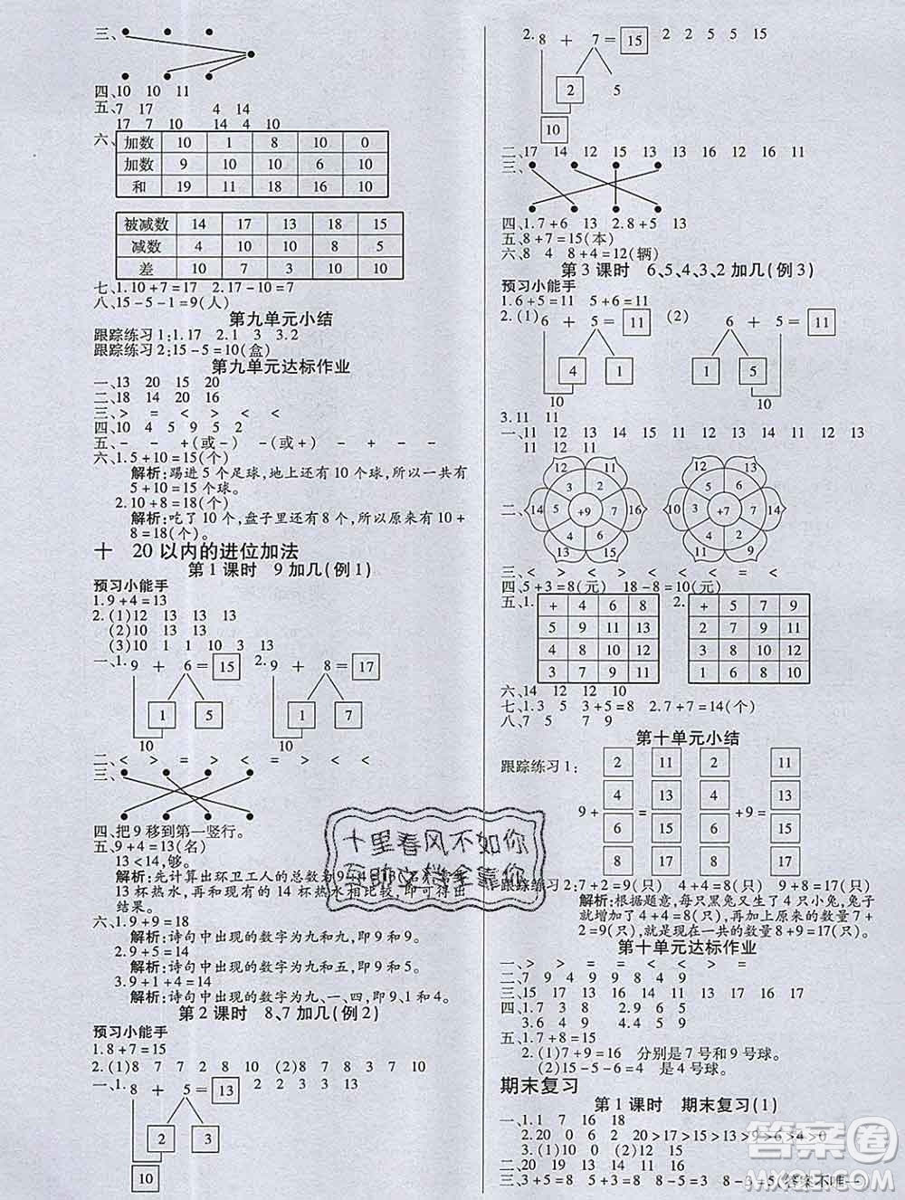 2019秋新版培優(yōu)紅領(lǐng)巾樂園蘇教版B版一年級(jí)數(shù)學(xué)上冊(cè)答案