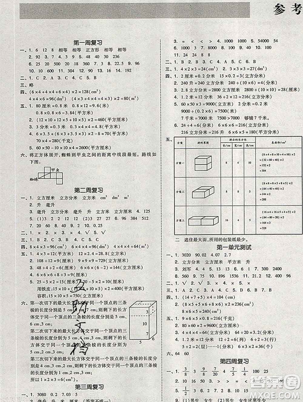 全品小復(fù)習(xí)小學(xué)數(shù)學(xué)六年級(jí)上冊(cè)蘇教版2019秋新版答案