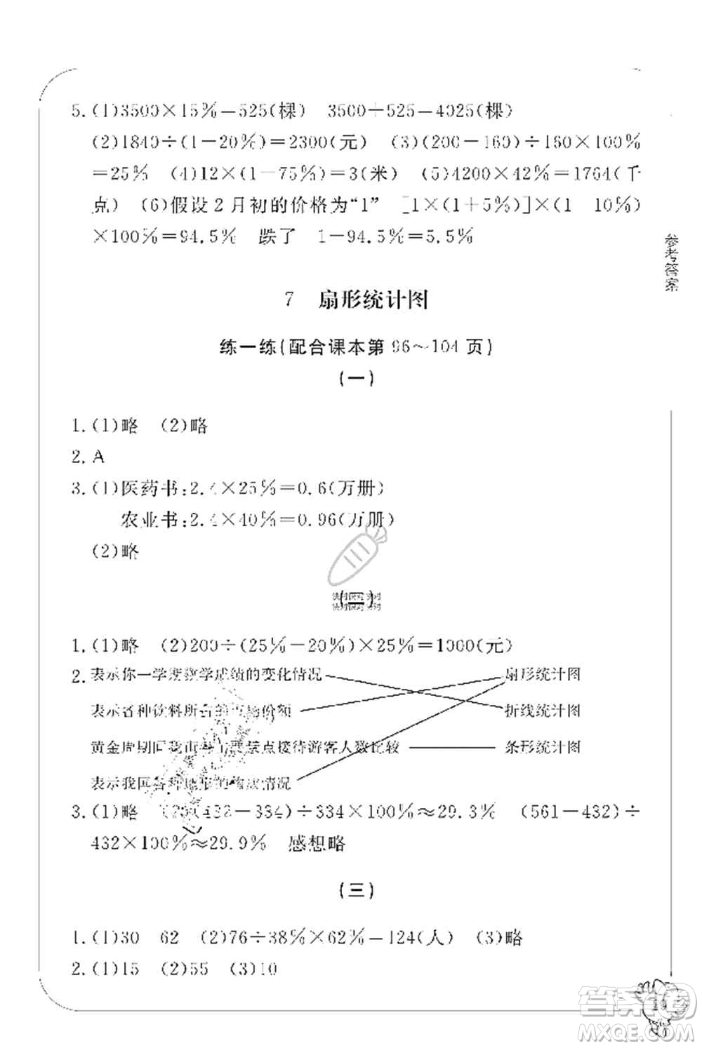 寧波出版社2019新課標(biāo)學(xué)習(xí)方法指導(dǎo)叢書六年級數(shù)學(xué)上冊人教版答案