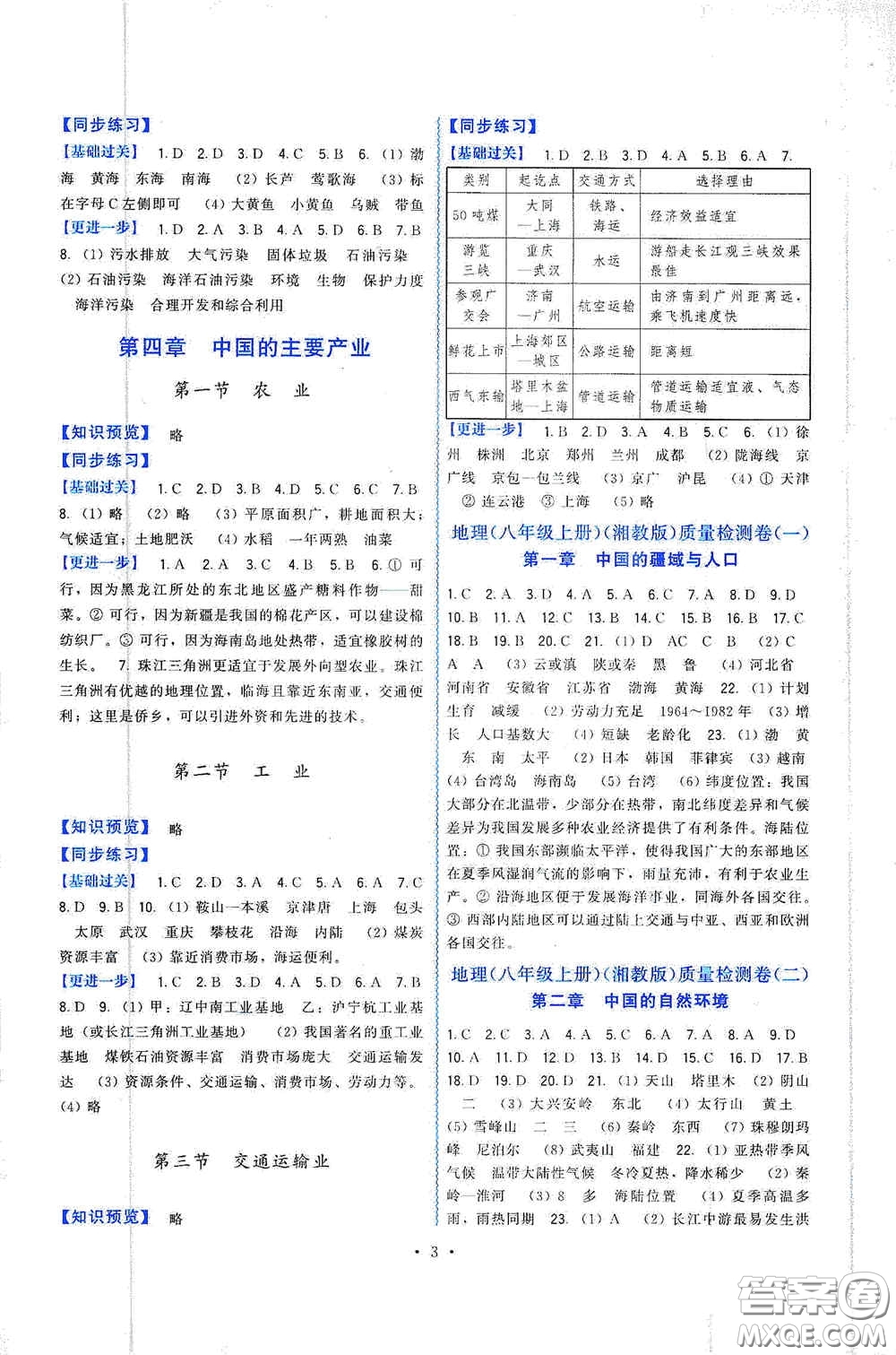 福建人民出版社2019頂尖課課練八年級(jí)地理上冊(cè)湘教版答案