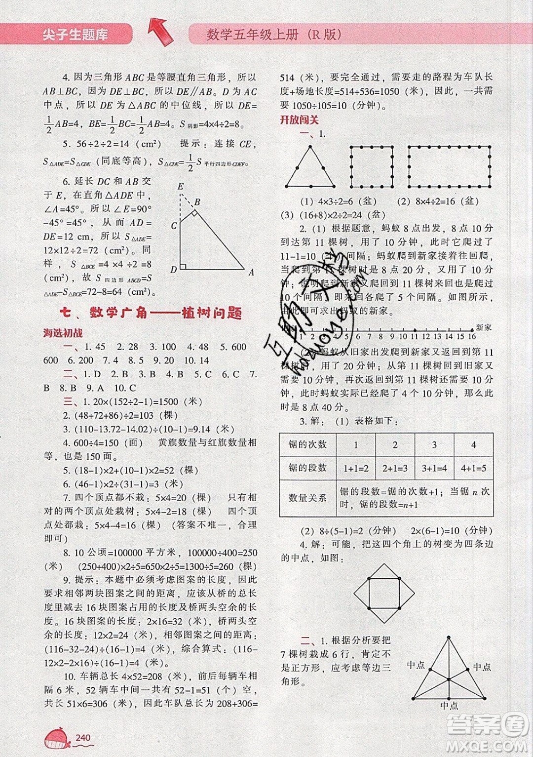 2019年尖子生題庫數學五年級上冊R版人教版參考答案