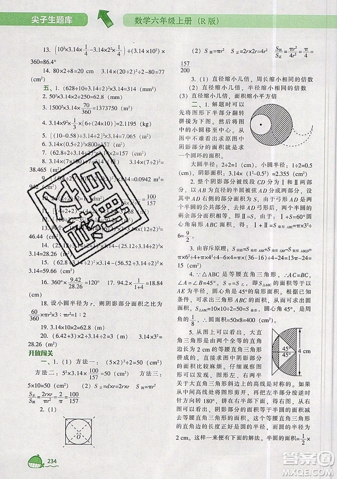 2019年尖子生題庫(kù)數(shù)學(xué)六年級(jí)上冊(cè)R版人教版參考答案
