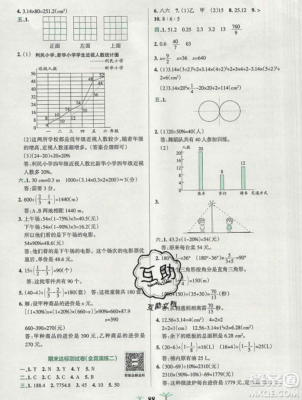 陜西師范大學(xué)出版社2019年小學(xué)學(xué)霸沖A卷六年級數(shù)學(xué)上冊北師版答案