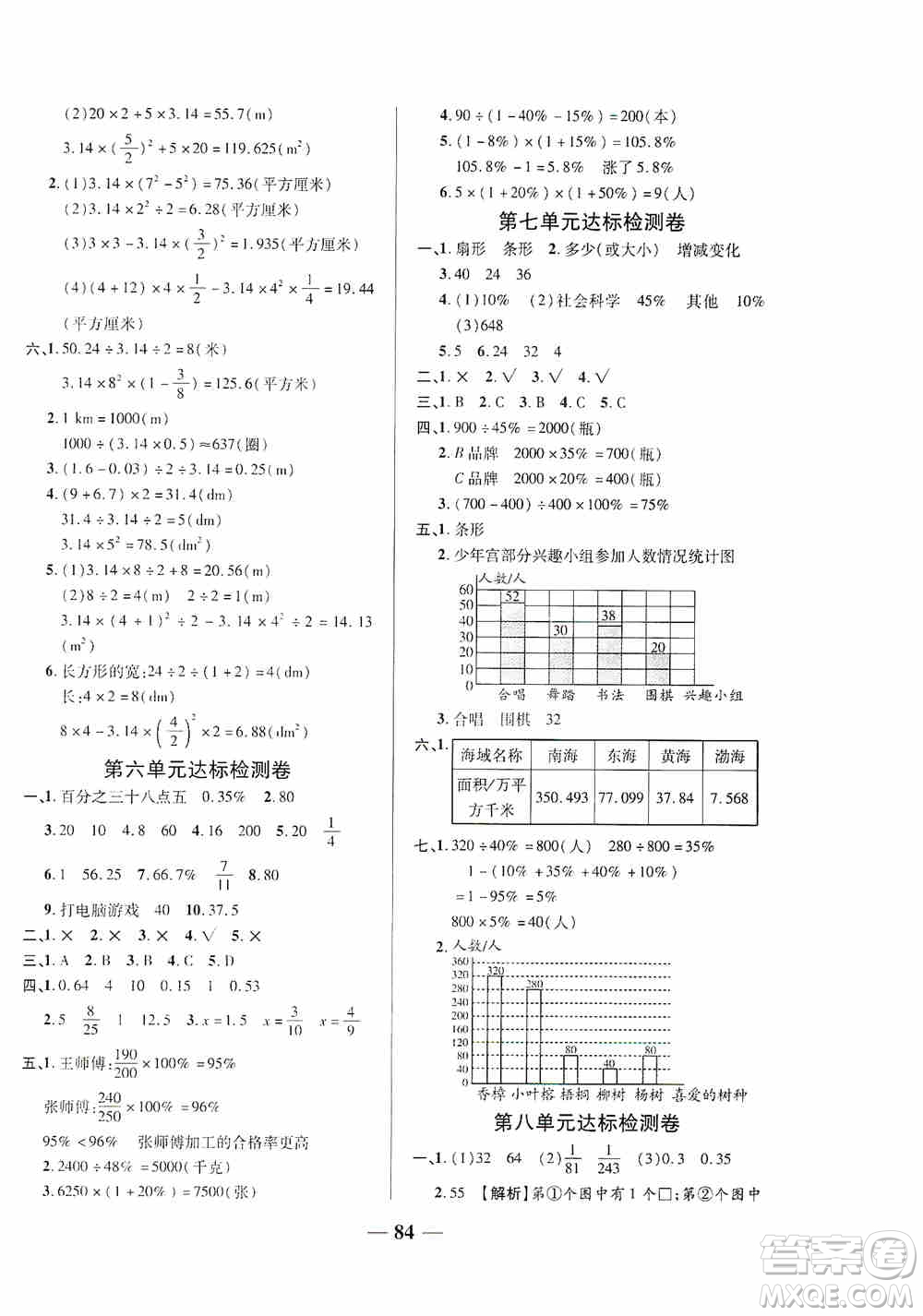 天津人民出版社2019云南本土名校金卷六年級數(shù)學(xué)上冊答案