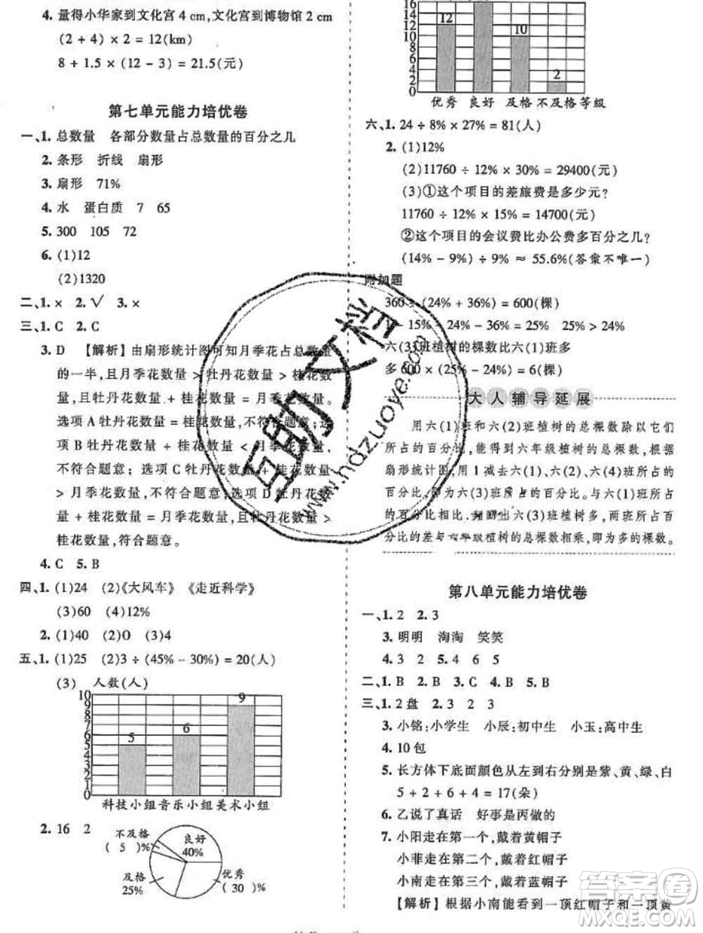 2019秋冀教版王朝霞培優(yōu)100分六年級(jí)數(shù)學(xué)上冊(cè)答案