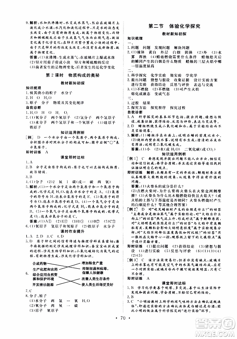 濟(jì)南出版社2019年新動(dòng)力課堂與檢測化學(xué)八年級(jí)上冊(cè)參考答案