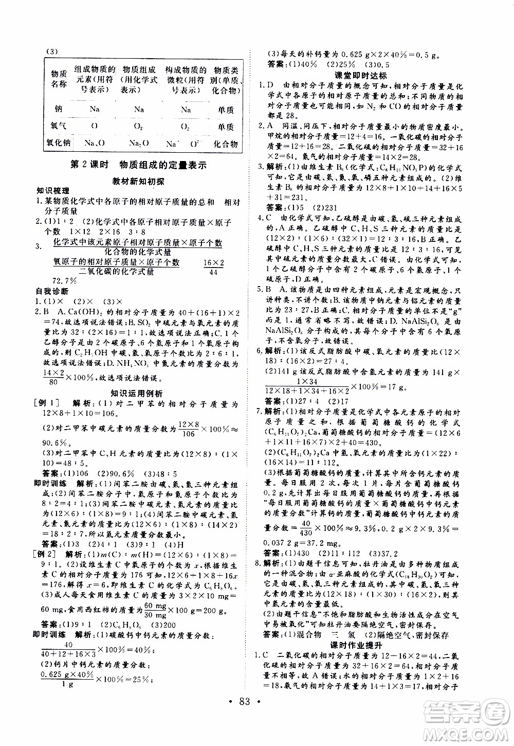 濟(jì)南出版社2019年新動(dòng)力課堂與檢測化學(xué)八年級(jí)上冊(cè)參考答案