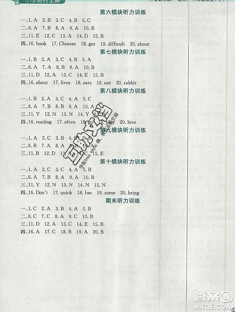 陜西人民教育出版社2019秋小學(xué)教材全解六年級(jí)英語(yǔ)上冊(cè)外研版一起答案