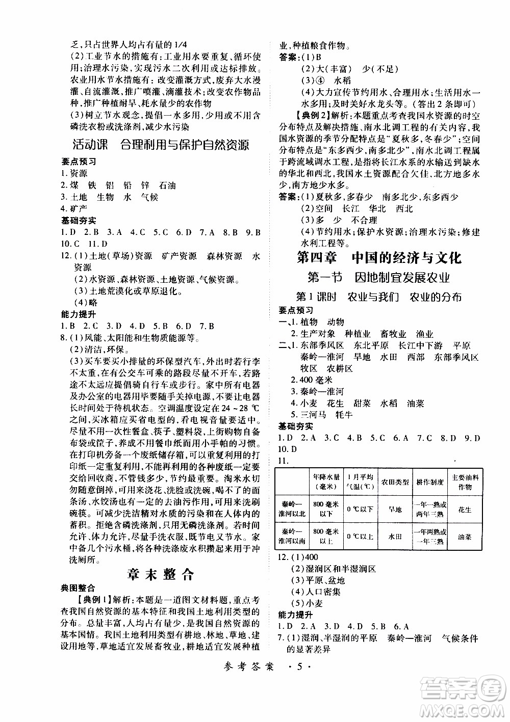 領(lǐng)航新課標(biāo)2019年一課一練創(chuàng)新練習(xí)八年級上冊地理商務(wù)星球版參考答案