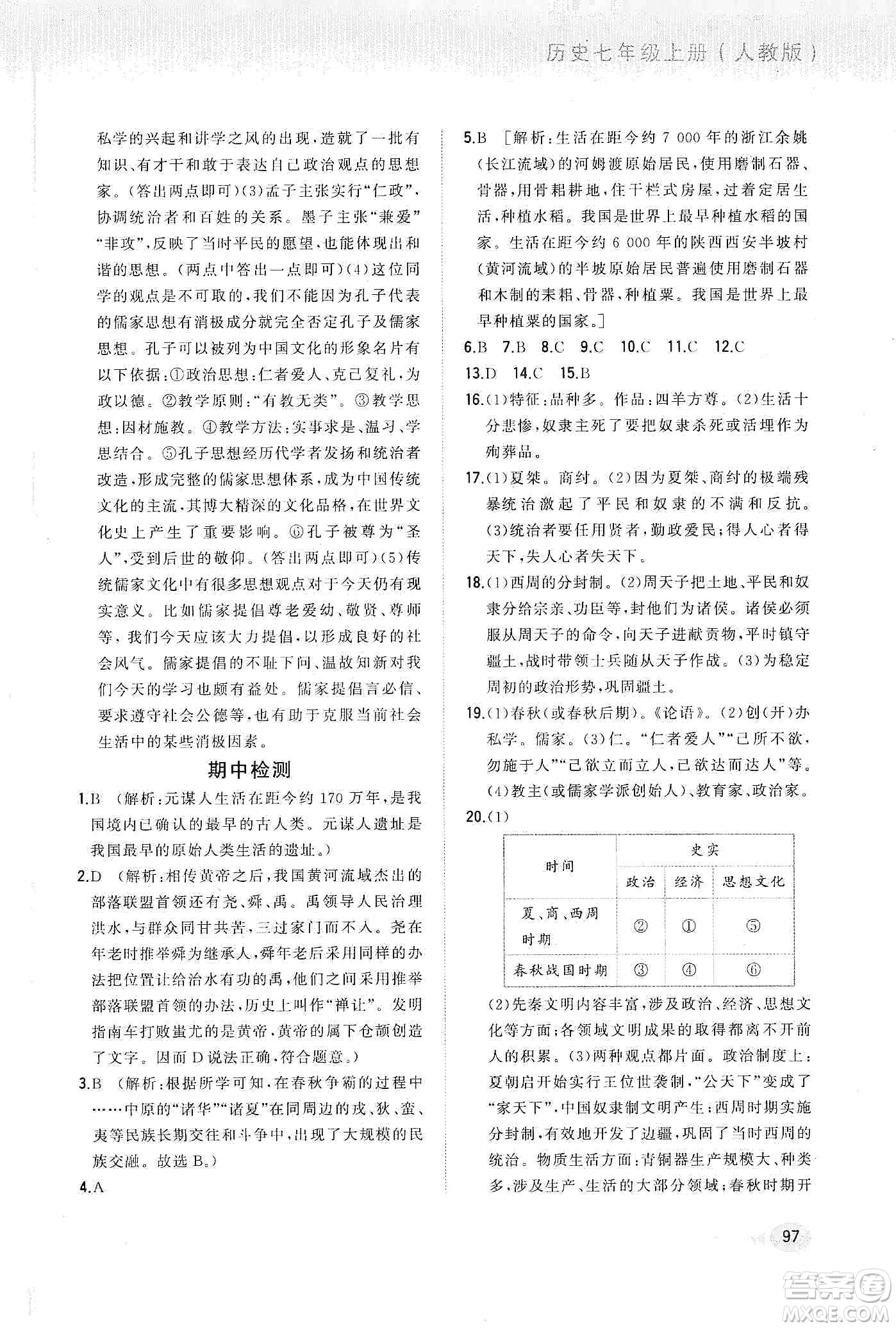 河北教育出版社2019步步升全優(yōu)作業(yè)本歷史七年級(jí)上冊(cè)人教版答案