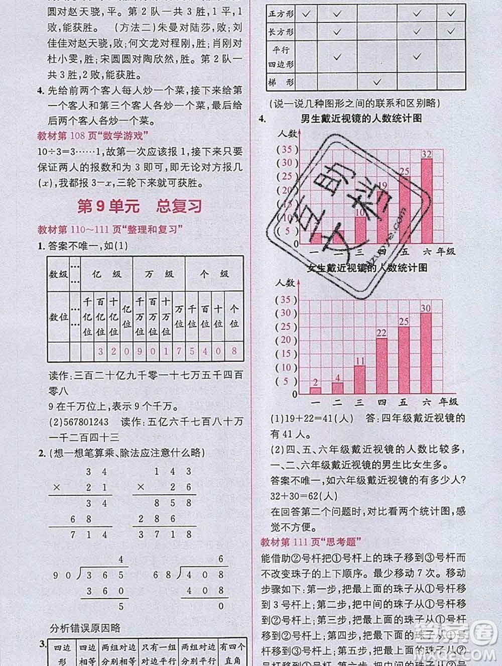 新疆青少年出版社2019秋人教版教材全解1加1四年級數(shù)學上冊答案