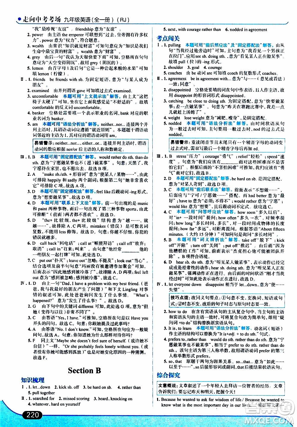 金星教育2019年走向中考考場九年級全一冊英語RJ人教版參考答案