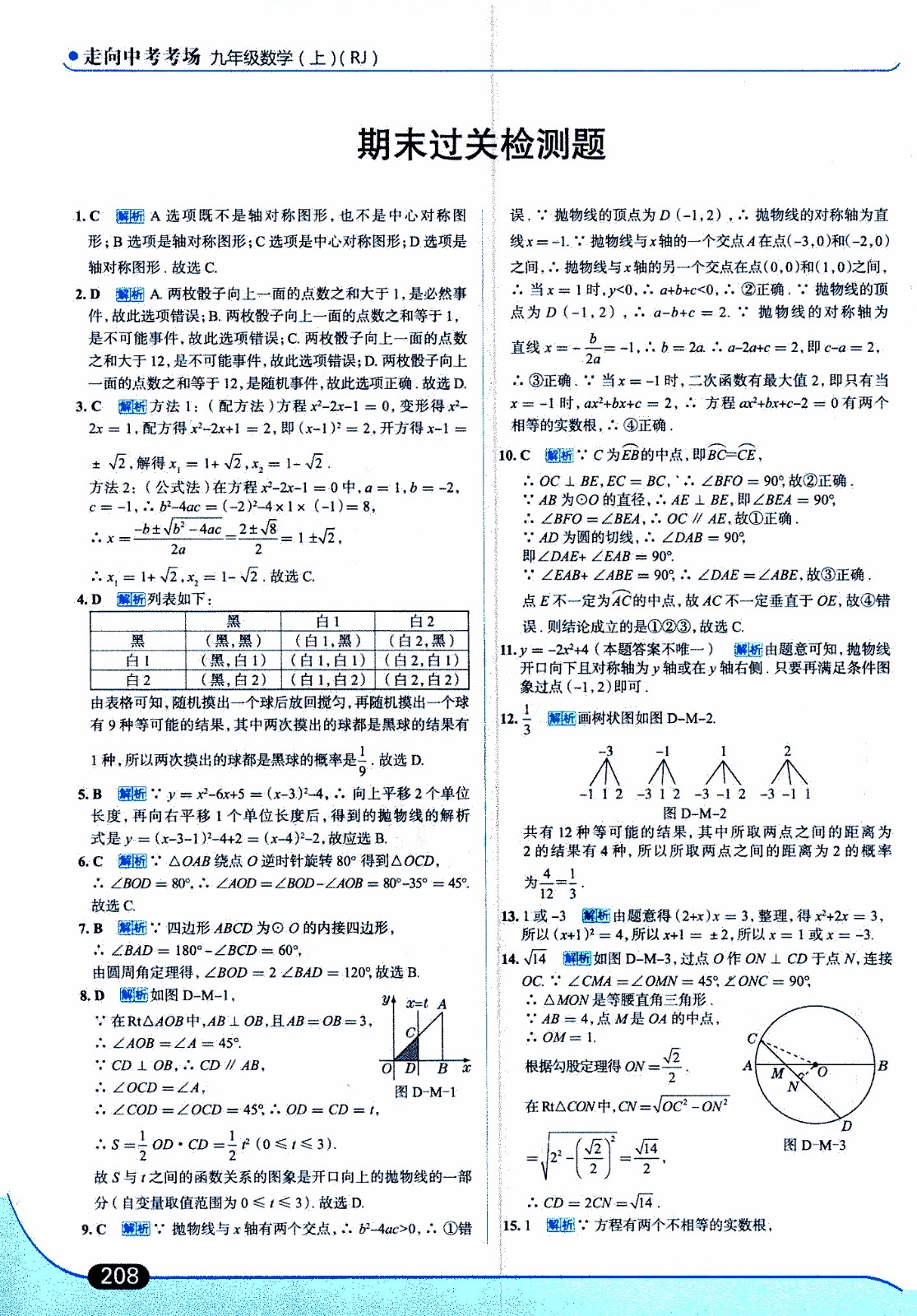 金星教育2019年走向中考考場(chǎng)九年級(jí)上數(shù)學(xué)RJ人教版參考答案