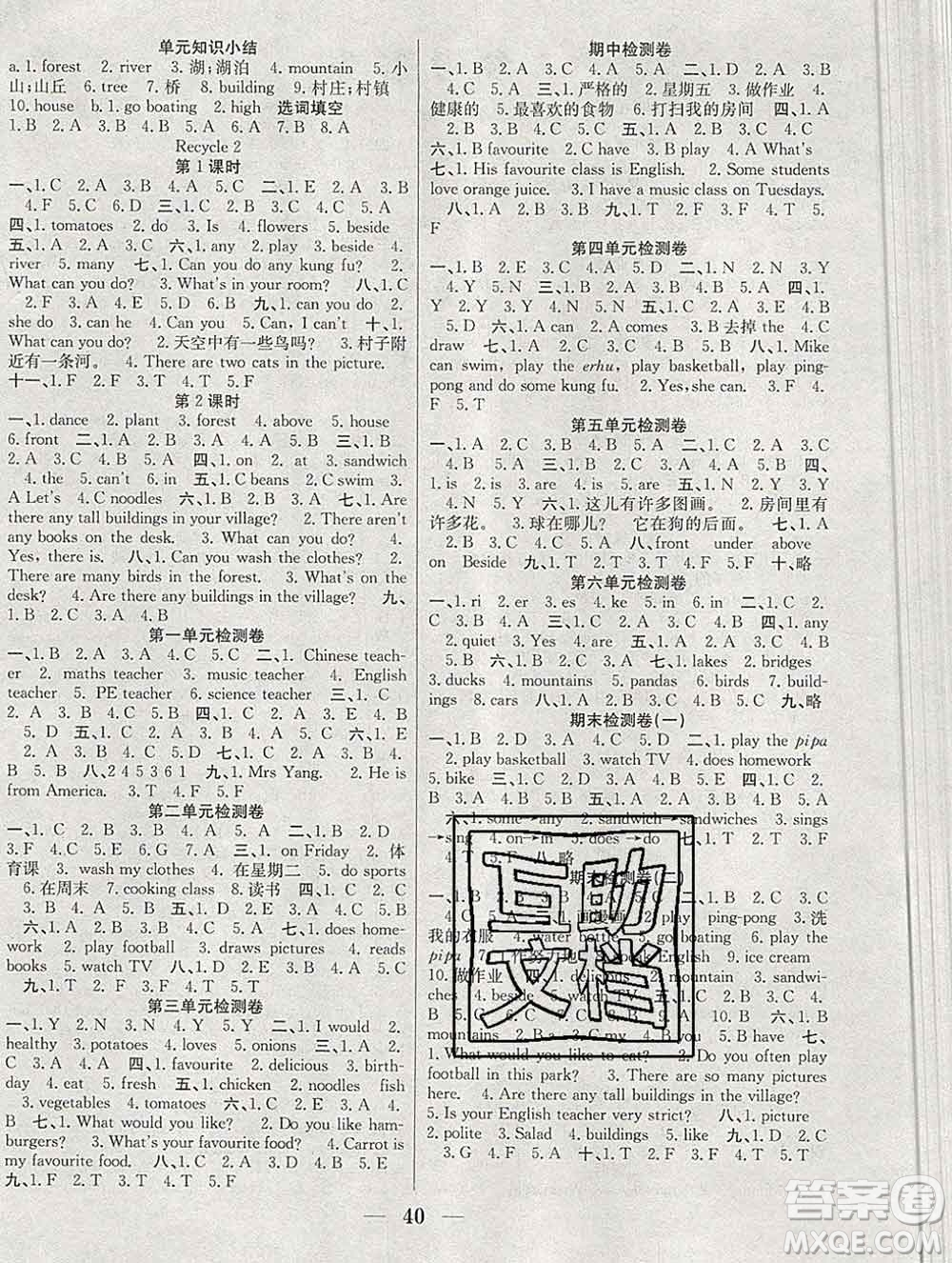 合肥工業(yè)大學(xué)出版社2019秋贏在課堂五年級(jí)英語上冊(cè)人教版RJ答案