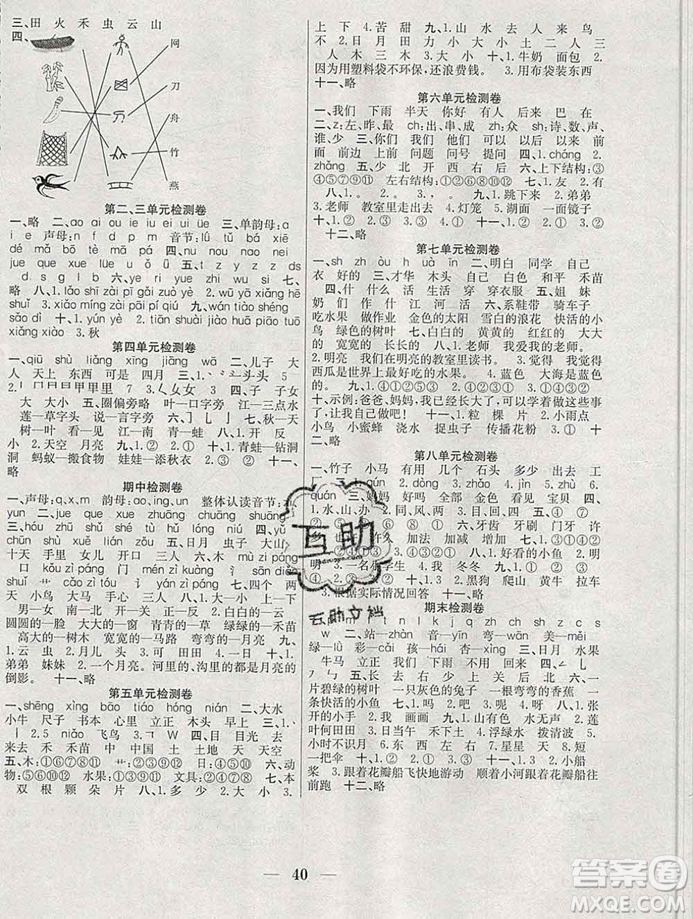 合肥工業(yè)大學出版社2019秋贏在課堂一年級語文上冊人教版RJ答案