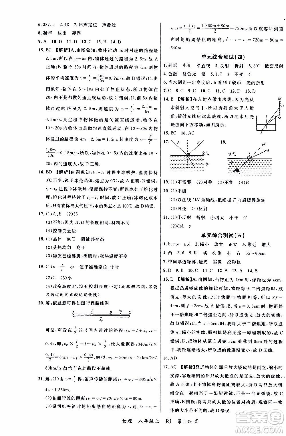 2019品至教育一線課堂物理八年級(jí)上冊(cè)人教版RJ參考答案