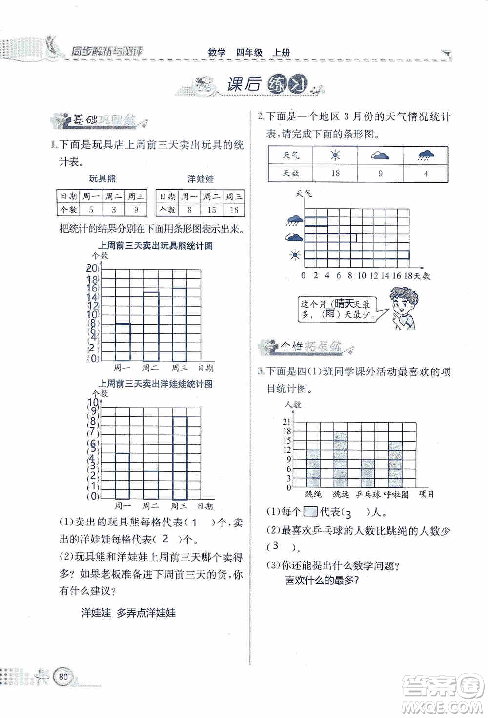 云南科技出版社2019創(chuàng)新成功學習同步導(dǎo)學同步解析與測評數(shù)學四年級上冊人教版答案