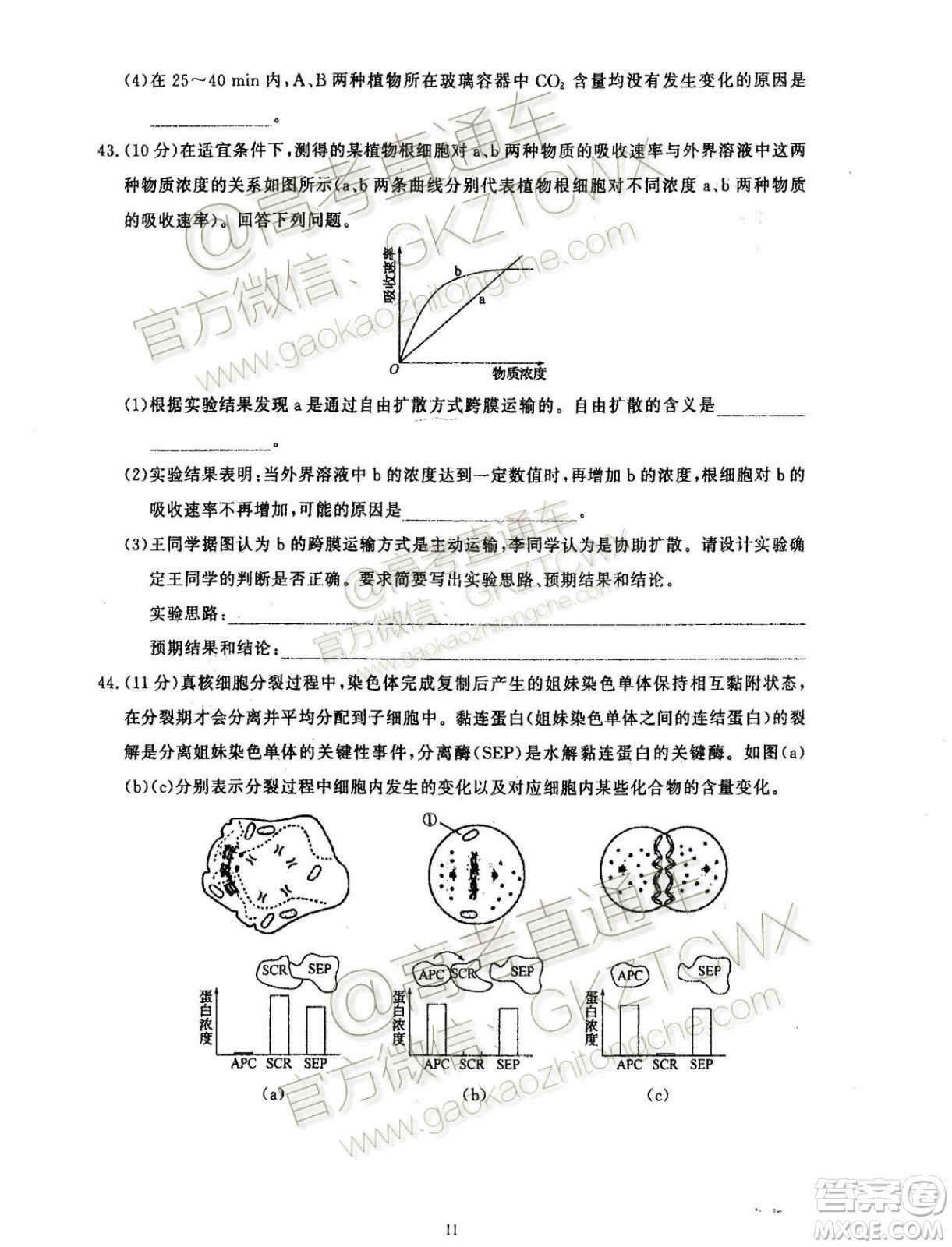 2020屆湘贛閩高三年級(jí)聯(lián)合調(diào)研考試生物試題及參考答案