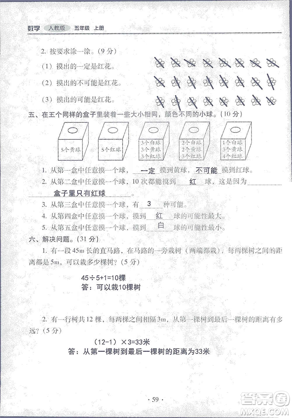 2019云南重點小學(xué)核心試卷五年級上冊數(shù)學(xué)人教版答案