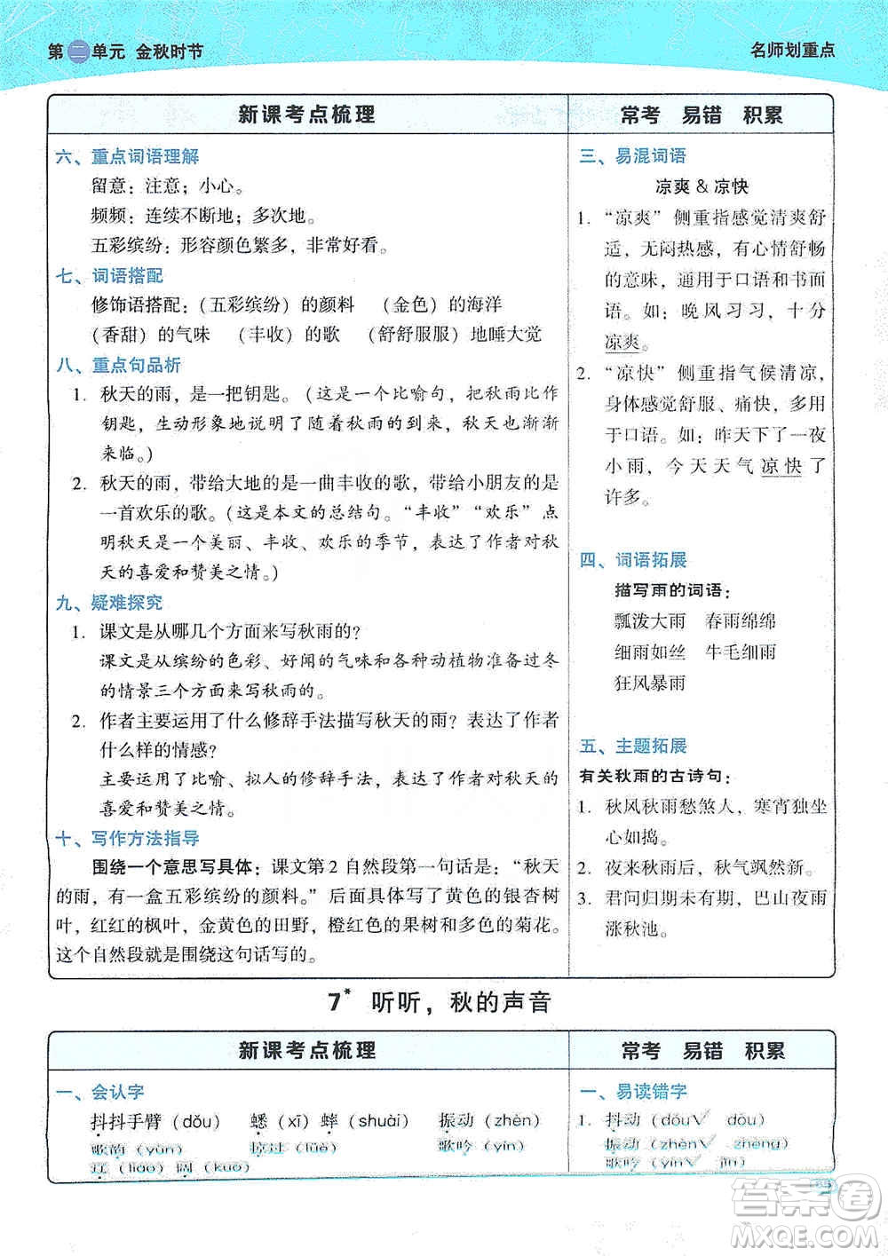 2019典中點(diǎn)名師劃重點(diǎn)三年級(jí)語(yǔ)文上冊(cè)人教版答案