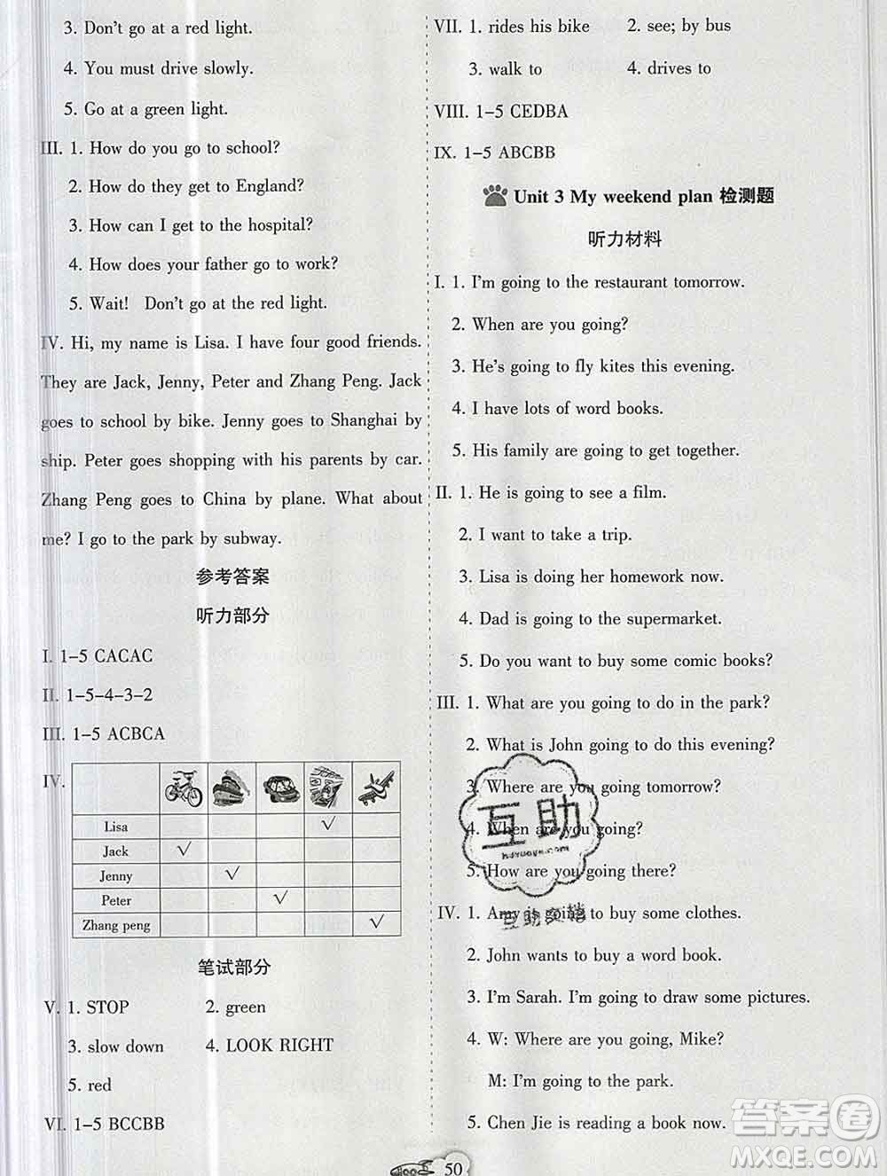 新疆文化出版社2019秋新版A+金題小學(xué)六年級英語上冊人教版答案