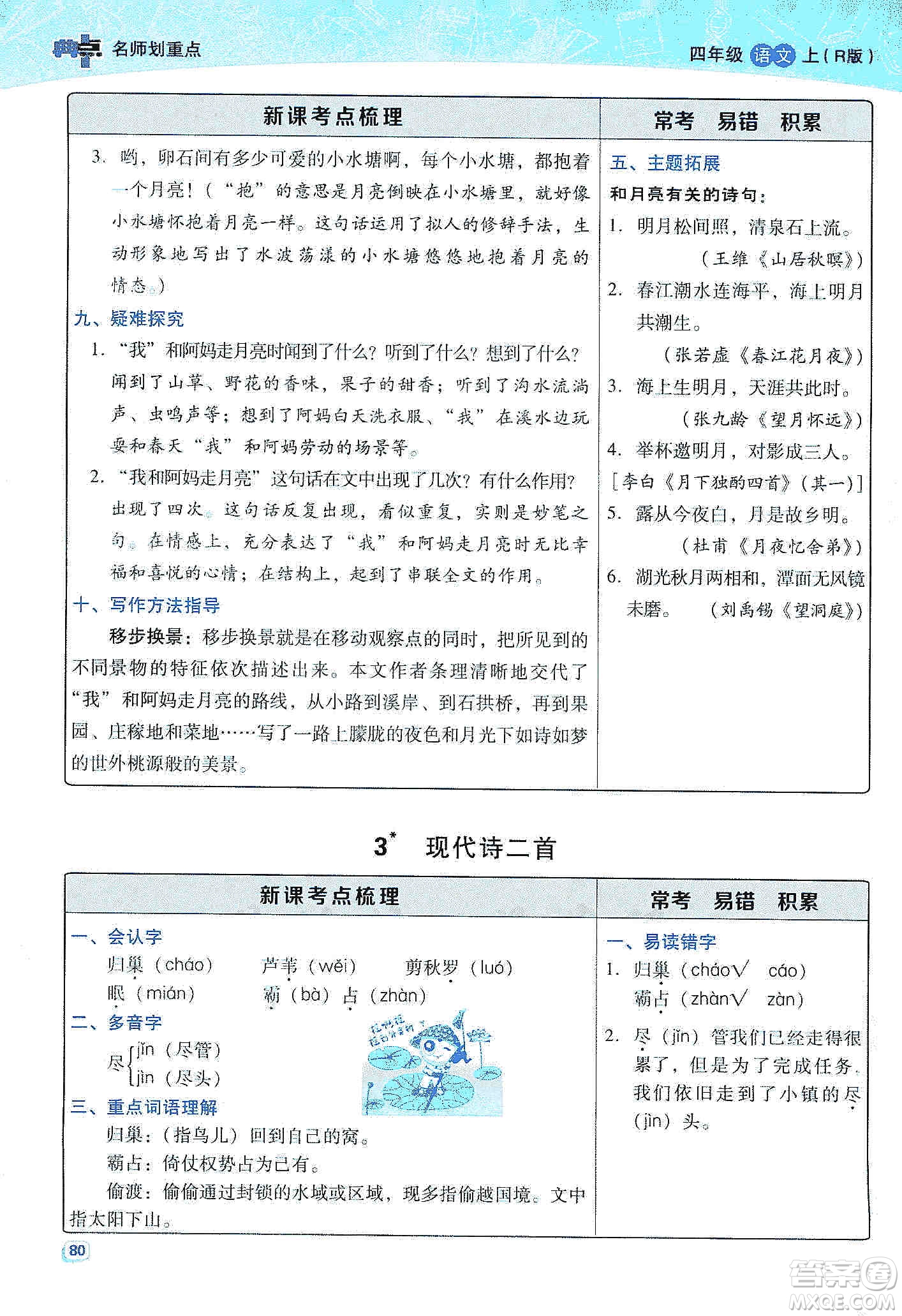 2019典中點(diǎn)名師劃重點(diǎn)四年級(jí)語(yǔ)文上冊(cè)人教版答案