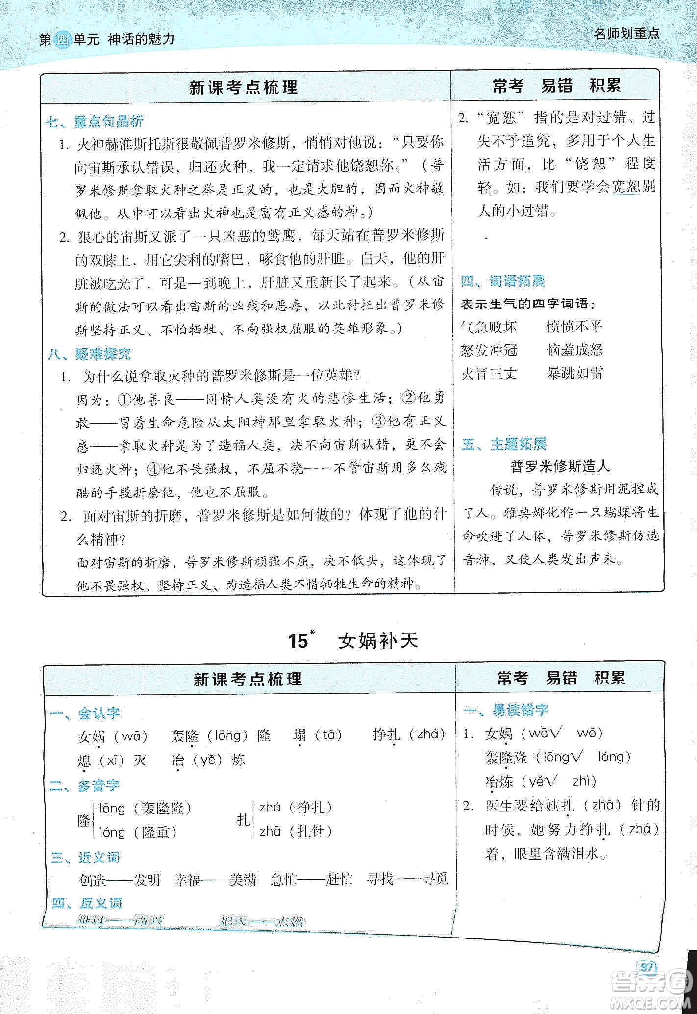 2019典中點(diǎn)名師劃重點(diǎn)四年級(jí)語(yǔ)文上冊(cè)人教版答案