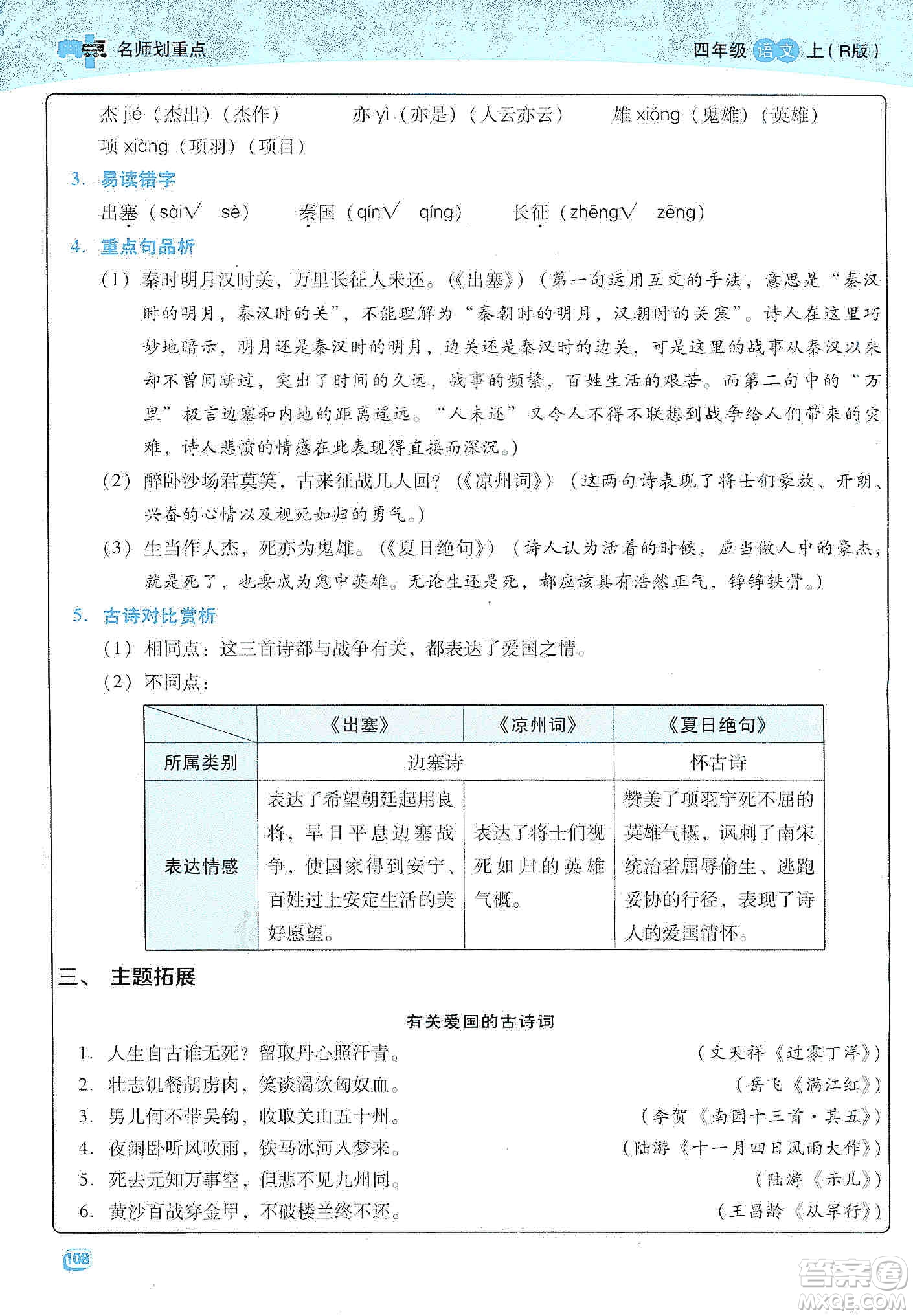 2019典中點(diǎn)名師劃重點(diǎn)四年級(jí)語(yǔ)文上冊(cè)人教版答案