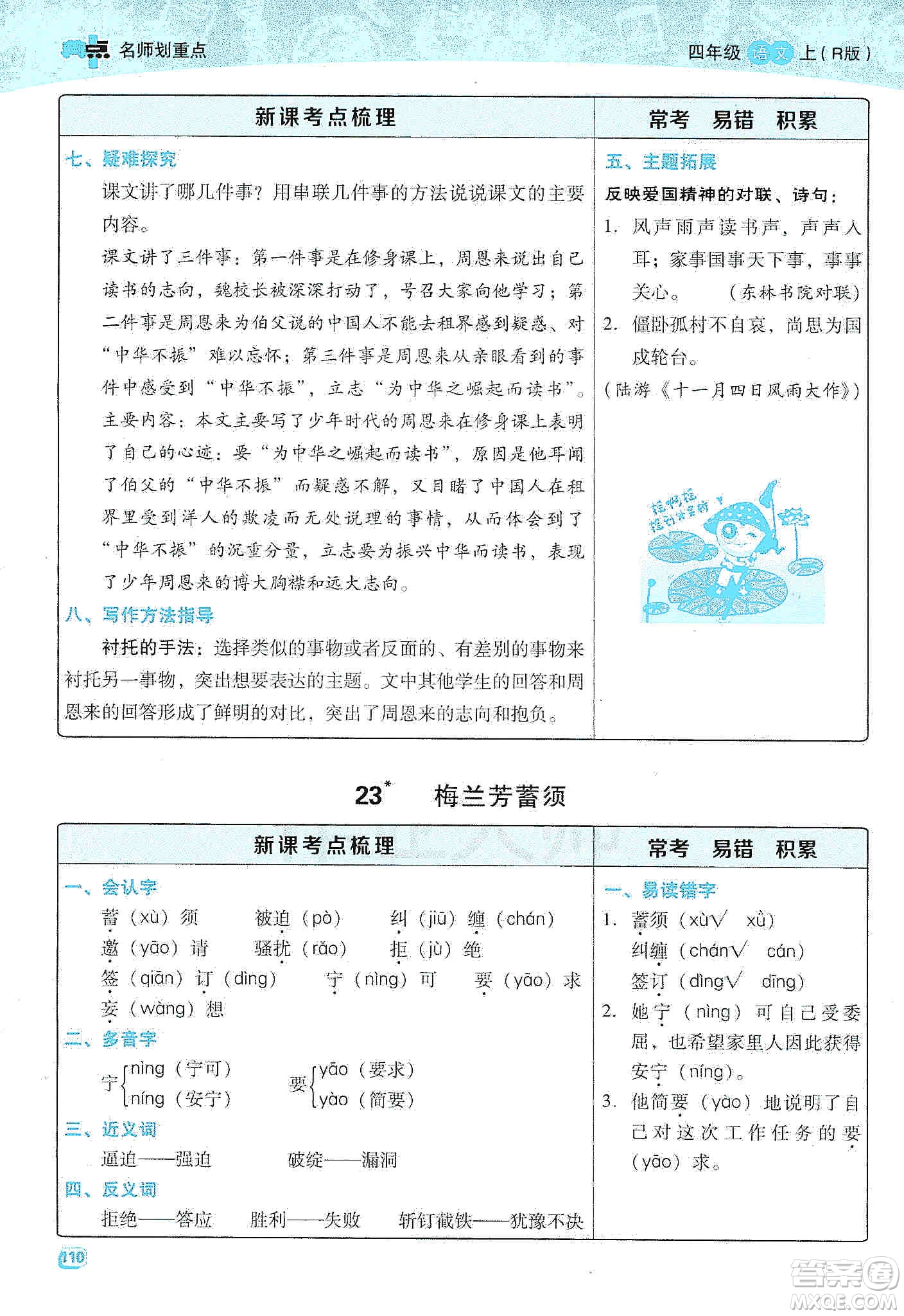 2019典中點(diǎn)名師劃重點(diǎn)四年級(jí)語(yǔ)文上冊(cè)人教版答案