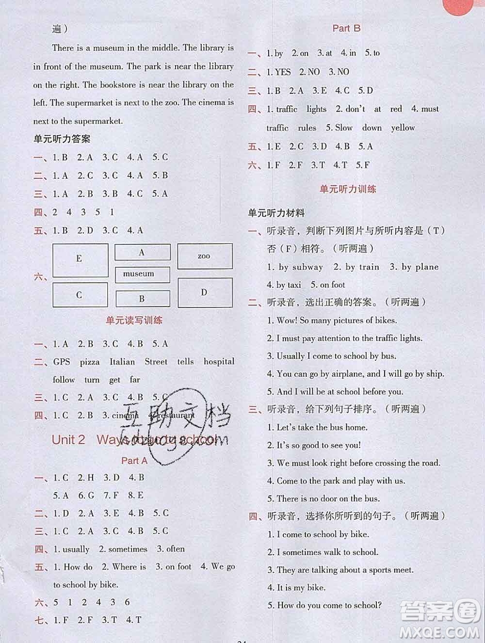 吉林出版集團(tuán)股份有限公司2019年學(xué)霸成長課堂六年級英語人教版答案