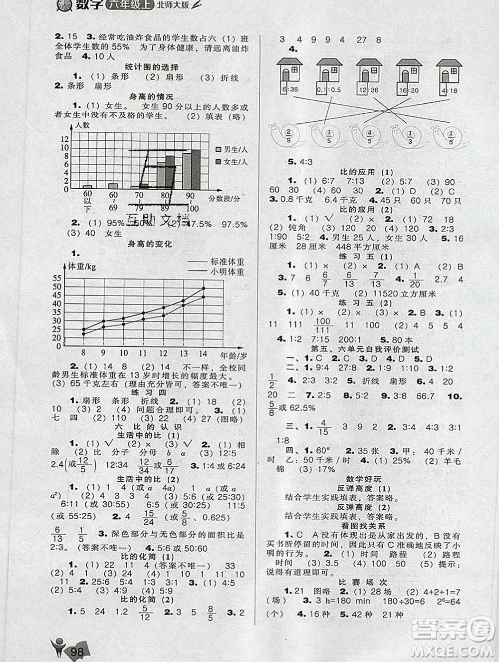 遼海出版社2019秋季新課程能力培養(yǎng)六年級數(shù)學上冊北師版答案