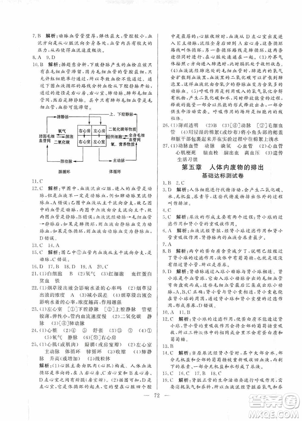 山東文藝出版社2019初中單元提優(yōu)測(cè)試卷七年級(jí)生物學(xué)上冊(cè)魯科版答案