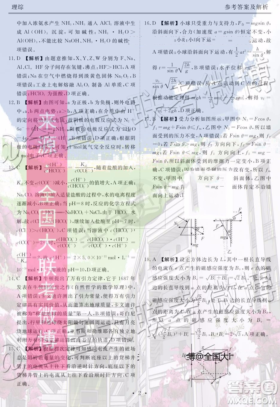 衡水金卷2020屆高三期末預熱聯(lián)考理科綜合參考答案