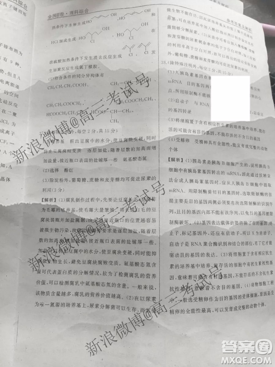 衡中同卷2019-2020學年度高三分科綜合測試卷理科綜合一試題及答案