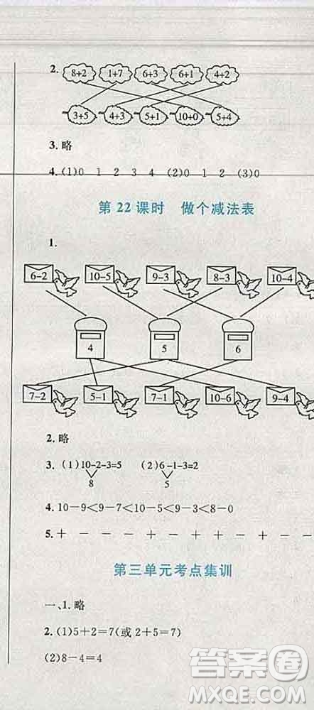 2019年小學(xué)同步考優(yōu)化設(shè)計小超人作業(yè)本一年級數(shù)學(xué)上冊北師版答案