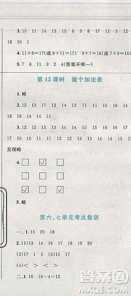 2019年小學(xué)同步考優(yōu)化設(shè)計小超人作業(yè)本一年級數(shù)學(xué)上冊北師版答案