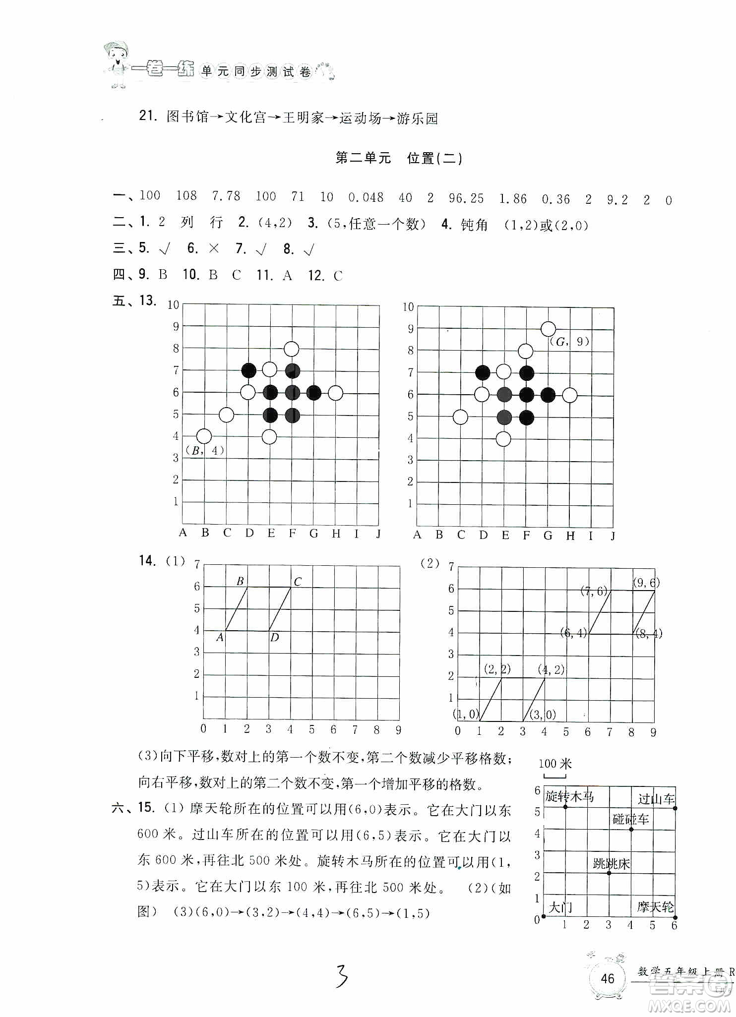 浙江工商大學(xué)出版社2019一卷一練單元同步測(cè)試卷五年級(jí)數(shù)學(xué)上冊(cè)人教版答案