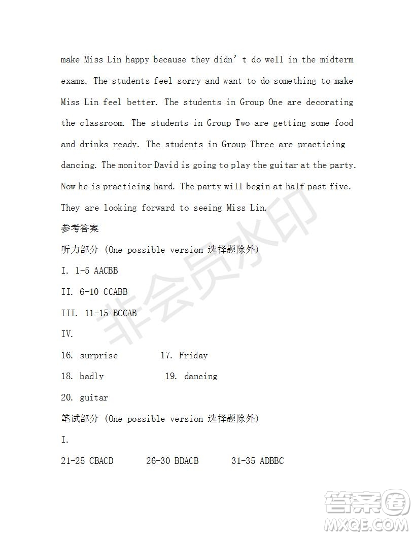 學(xué)生雙語(yǔ)報(bào)2019-2020學(xué)年八年級(jí)X版第18期A(yíng)版參考答案