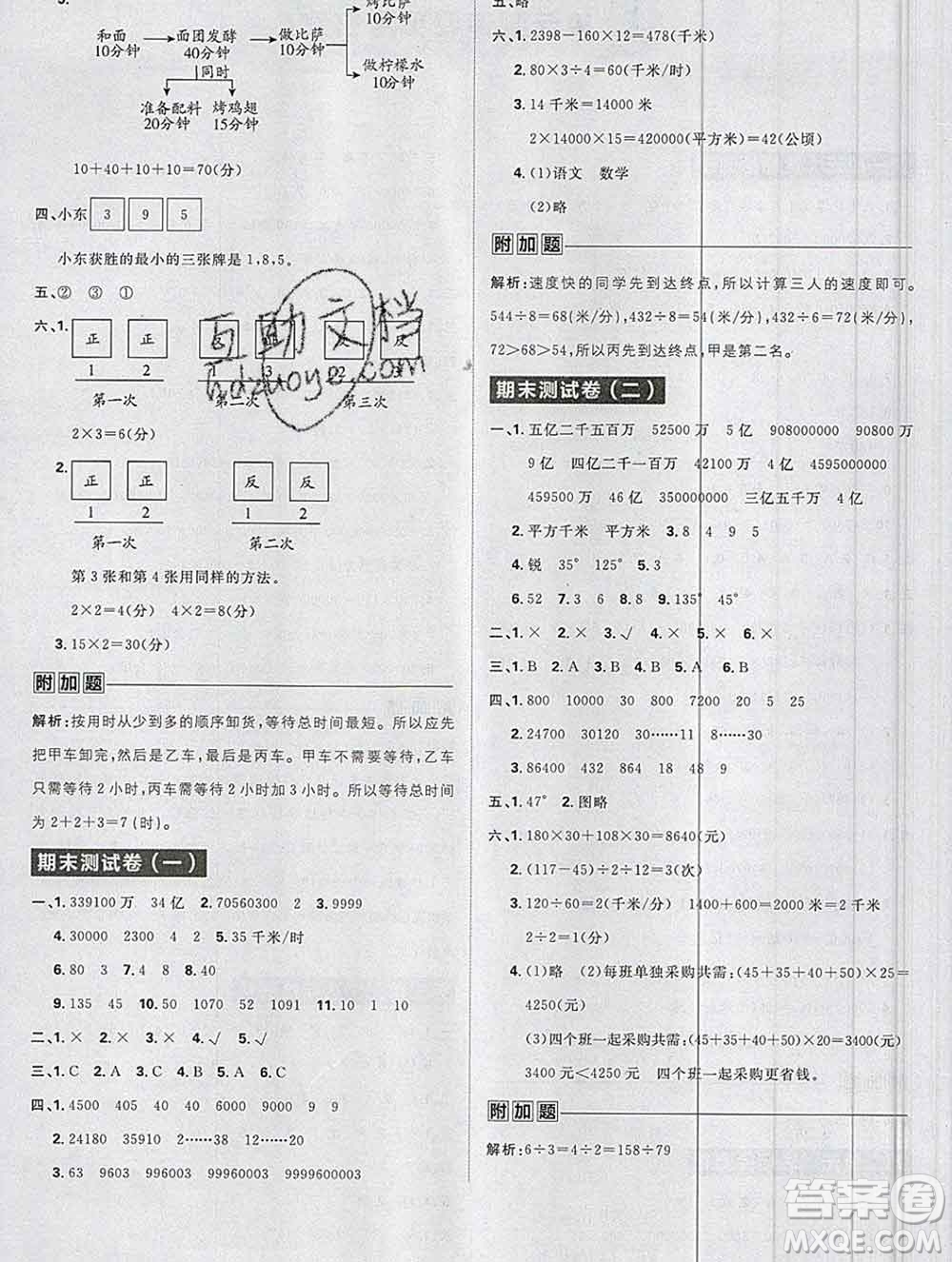 新世界出版社2019秋樂(lè)學(xué)一起練四年級(jí)數(shù)學(xué)上冊(cè)人教版答案