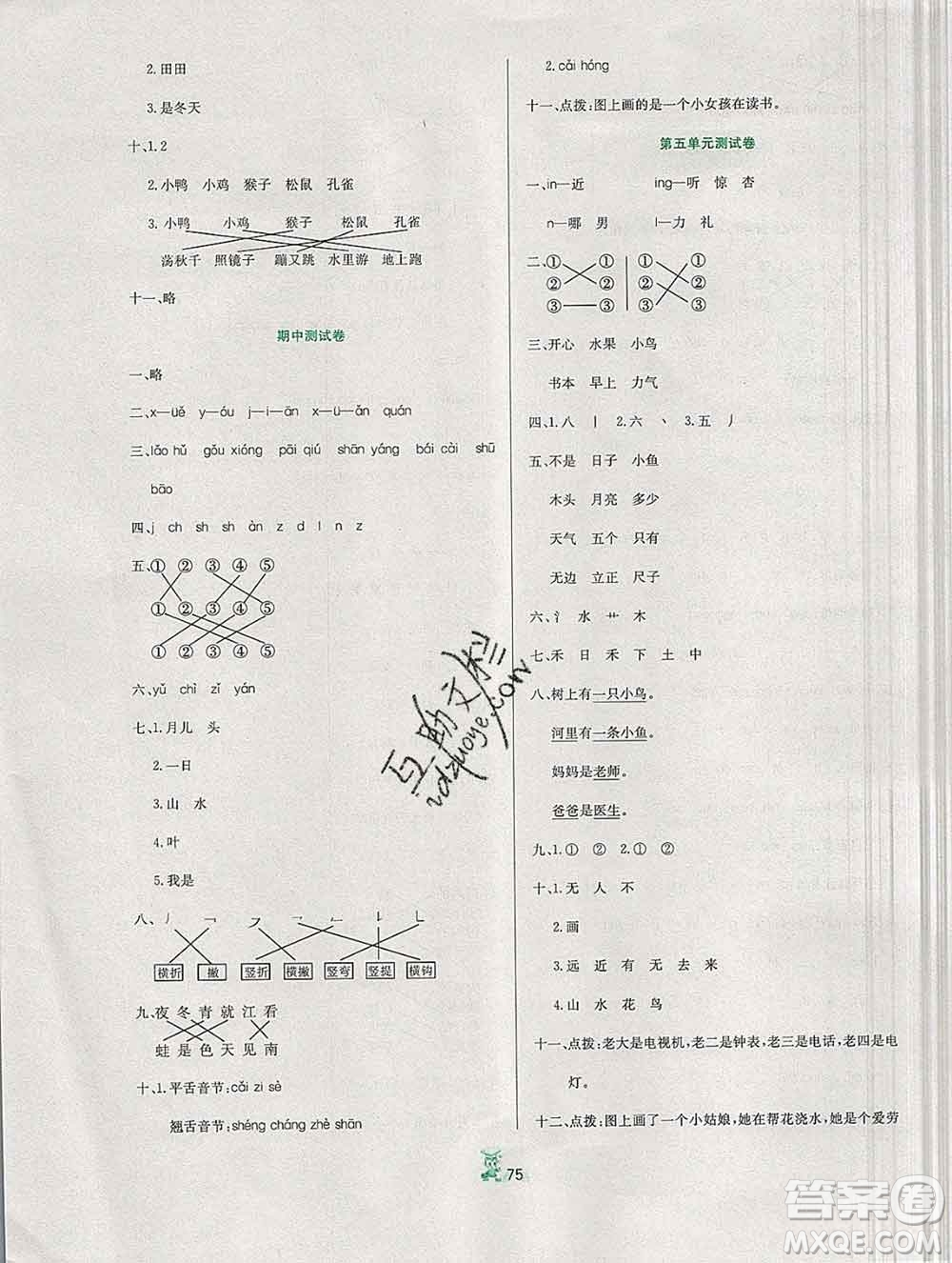 延邊人民出版社2019秋百分金卷奪冠密題卷一年級(jí)語(yǔ)文人教版答案