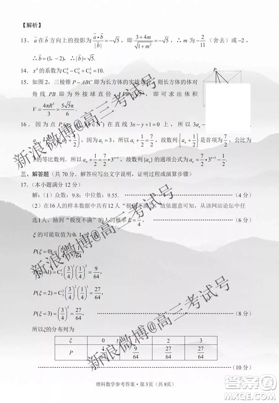 貴陽市四校2020屆高三年級(jí)聯(lián)合考試四理科數(shù)學(xué)答案