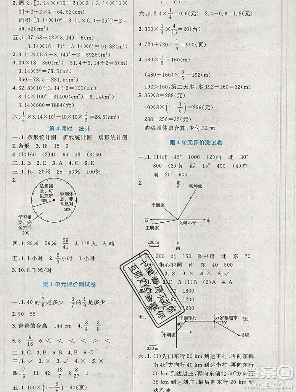 2019年秋新版小學(xué)同步測控優(yōu)化設(shè)計(jì)六年級數(shù)學(xué)上冊人教增強(qiáng)版陜西專版答案