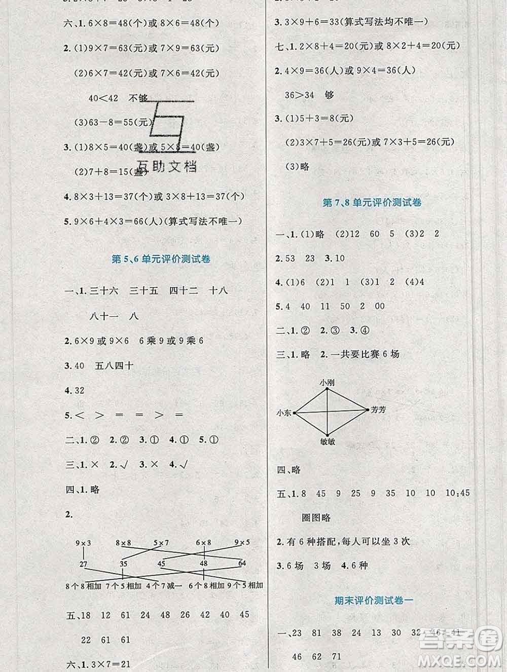 2019年秋新版小學(xué)同步測控優(yōu)化設(shè)計(jì)二年級數(shù)學(xué)上冊人教增強(qiáng)版陜西專版答案
