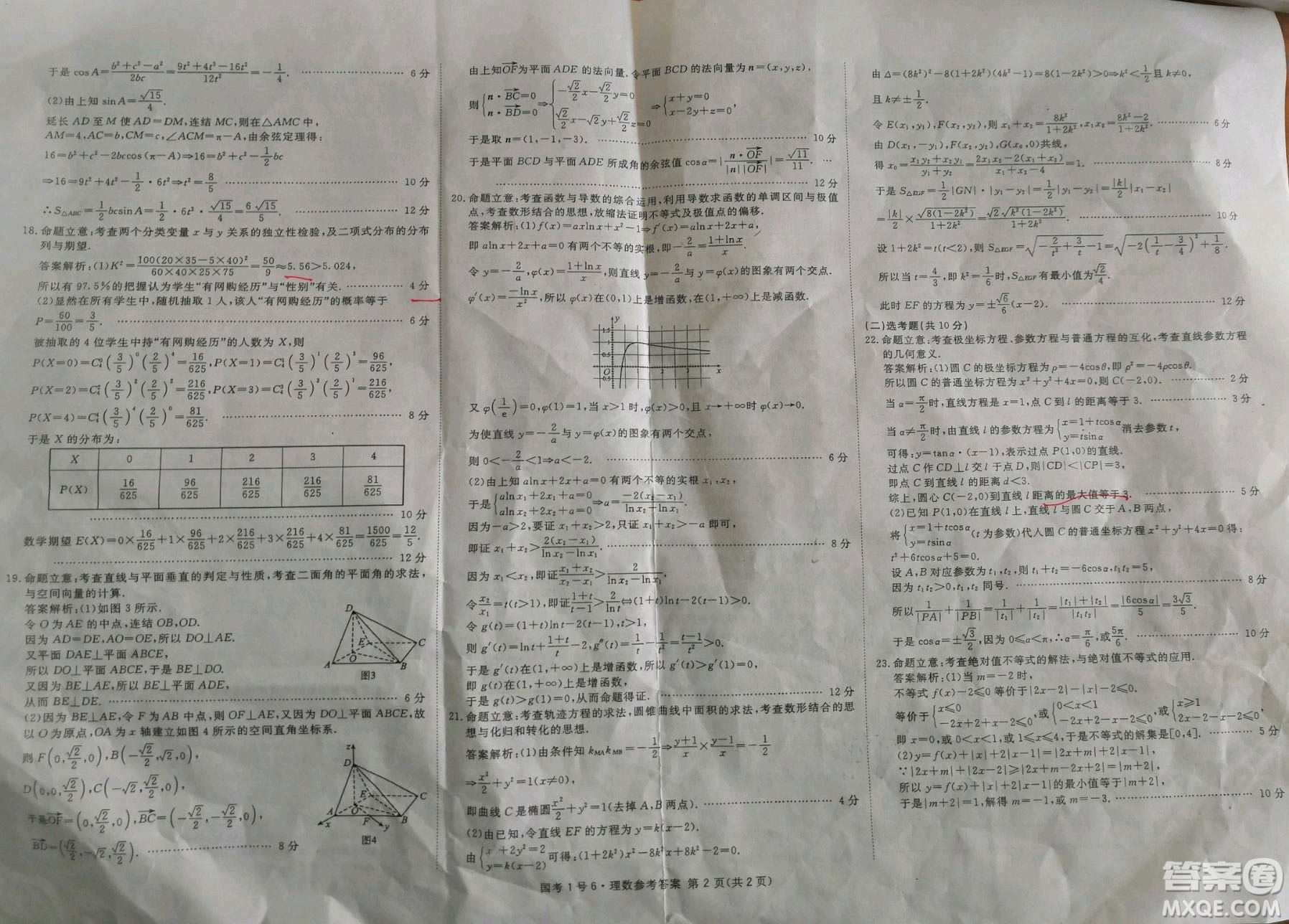 國(guó)考1號(hào)高中2020屆畢業(yè)班基礎(chǔ)知識(shí)滾動(dòng)測(cè)試6理科數(shù)學(xué)答案