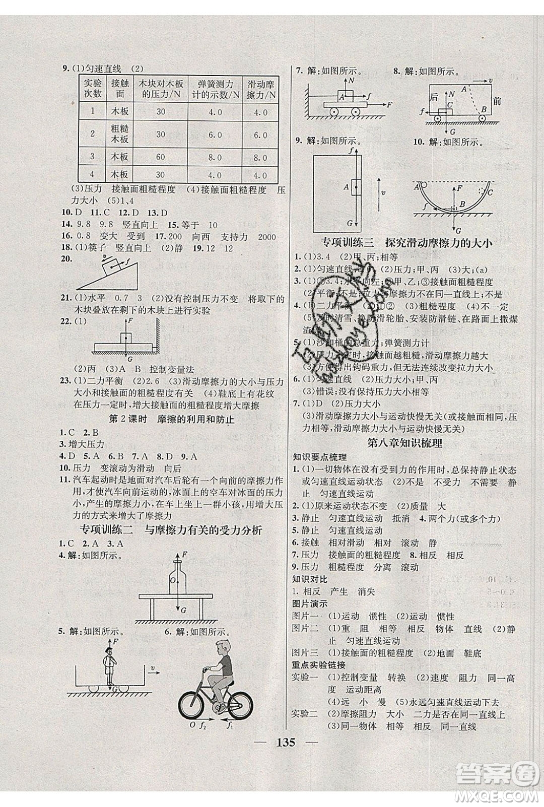 吉林教育出版社2020學霸刷題王八年級物理下冊人教版答案