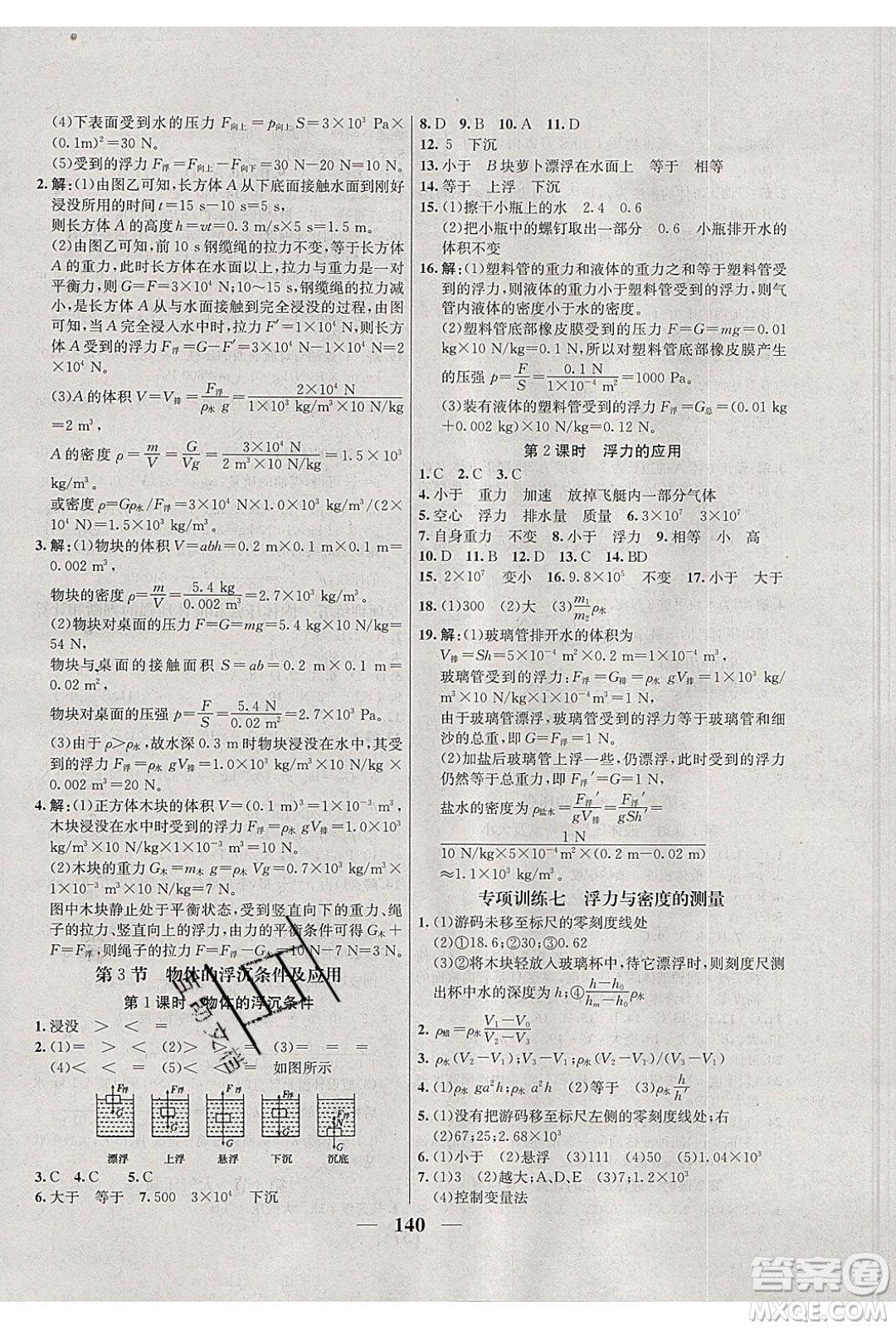 吉林教育出版社2020學霸刷題王八年級物理下冊人教版答案