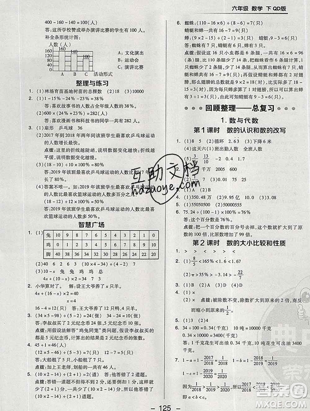 2020綜合應(yīng)用創(chuàng)新題典中點(diǎn)六年級數(shù)學(xué)下冊青島版答案