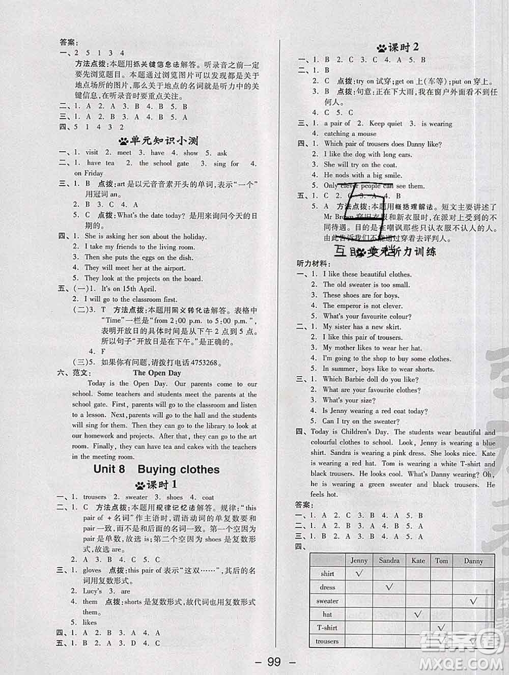 2020綜合應(yīng)用創(chuàng)新題典中點(diǎn)五年級(jí)英語下冊(cè)滬教牛津版答案